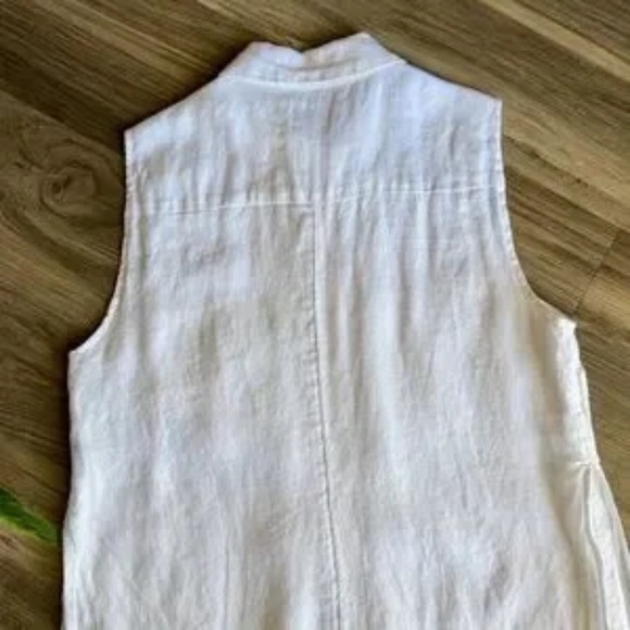 Chico’s Sleeveless Linen High-Low Tunic White | Button Down‎ Top Size 0 - Picture 8 of 15